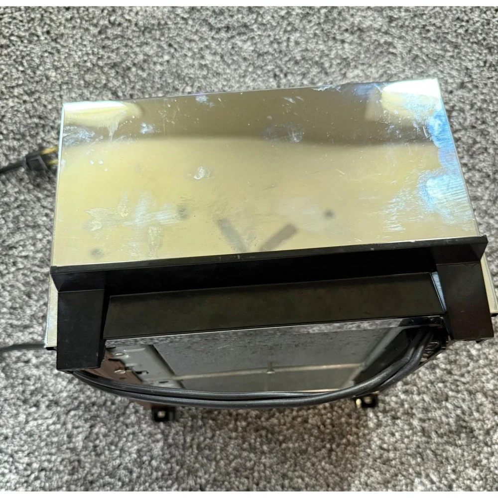 Vintage General Electric 4 Slice Toaster Wood Grain Chrome T128 Tested Working